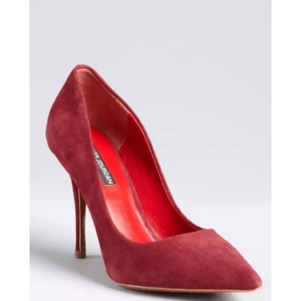 Charles Jourdan Clare Red Suede Pointed Toe Stiletto Pumps Heels Size 7
